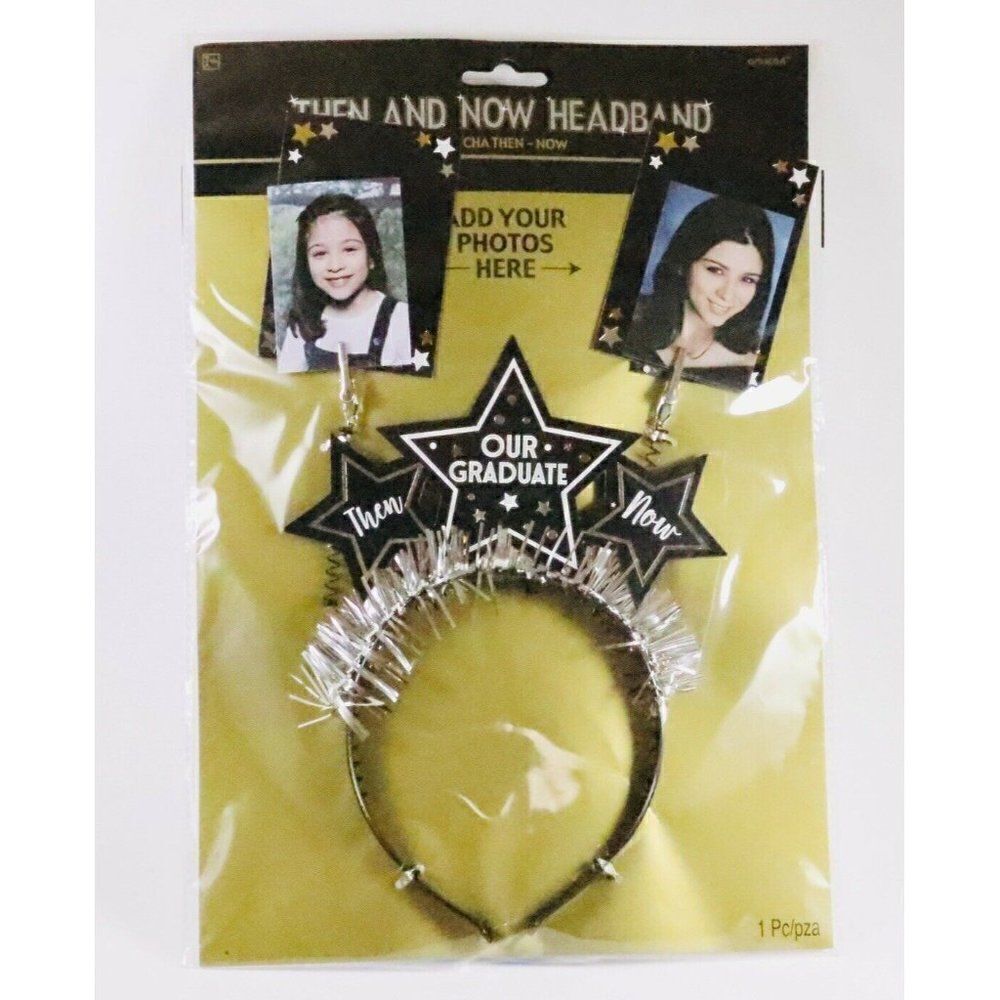 Graduation Then and Now Headband Customizable Celebrate Photo Prop Party Memory